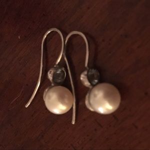 Pearl + aquamarine earrings